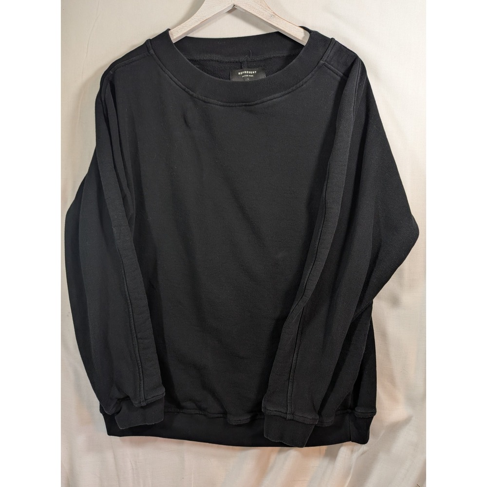 Represent British Made Crewneck Sweatshirt Black Cotton French Terry Mens Large